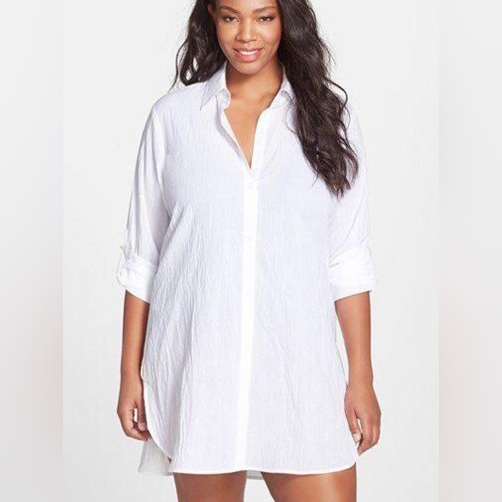 Tommy Bahama White Women’s Swim Coverup Shirt Dress